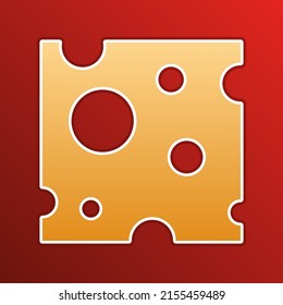 Señal de corte de queso. Icono de gradiente dorado con contornos sobre fondo recto. Ilustración.