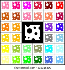 Cheese slice sign. Vector. Felt-pen 33 colorful icons at white and black backgrounds. Colorfull.