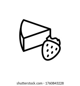 Cheese slice strawberry icon. Simple line, outline vector elements of dairy product icons for ui and ux, website or mobile application