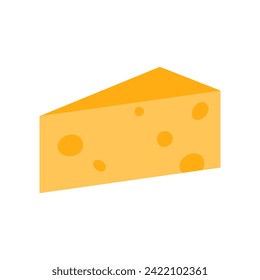 Cheese slice of triangle shape with holes, dairy farm product vector illustration