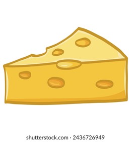 Cheese Slice Vector Drawing Cartoon Illustration