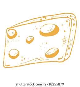 Ilustração do vetor da fatia do queijo, cunha do holey. Ilustração de queijo, fatia texturizada. Cunha de queijo, ícone de leite