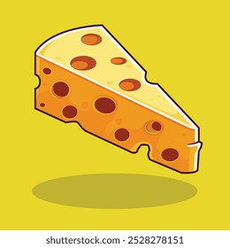 Cheese Slice Vector Ilustration design on yellow background