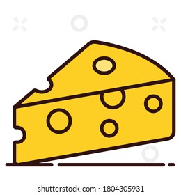 Estilo vectorial de corte de queso, comida saludable en estilo plano editable 