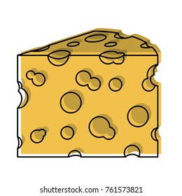 cheese slice watercolor silhouette on white background