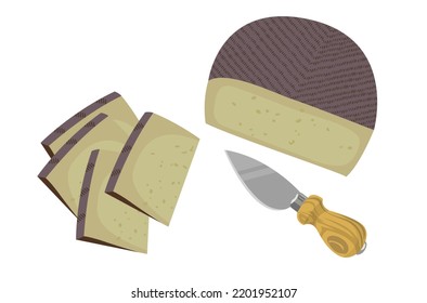 cheese sliced with a knife