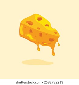 Cheese sliced melted vector art illustration   