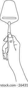 Cheese slicer in hand line art vector illustrationtration