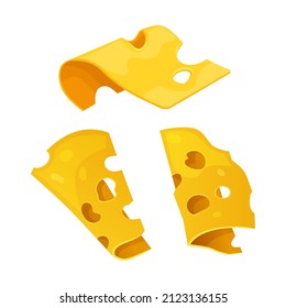 Cheese slices with holes, cheddar or gouda pieces