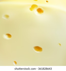 cheese slices, with holes cut, isolated, realistic vector  background