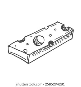 Cheese slices illustration, drawing, engraving, ink, line art, vector