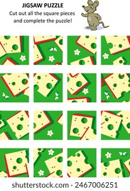 "Cheese slices jigsaw puzzle. Print and cut out all the pieces to complete the puzzle.	"
