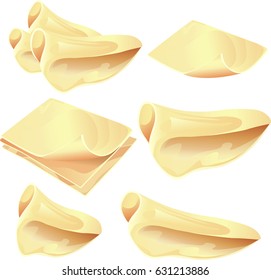 cheese slices on white background - vector illustration