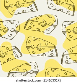 Cheese slices seamless pattern background vector