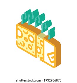 vectores de iconos isométricos con olor a queso. signo del olor del queso. ilustración de símbolo aislado
