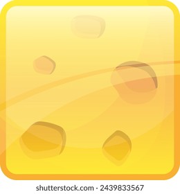 Cheese square button template. Glossy cartoon element