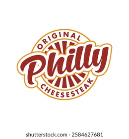 Cheese steak logo vector illustration template. Simple lettering design