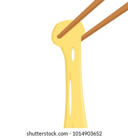 Cheese stretch vector. free space for text. wallpaper. background. chopsticks vector.