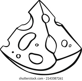 Cheese symbol in line, cartoon style outline. For restaurant menus and websites. Vector illustration