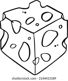 Cheese symbol in line, cartoon style outline. For restaurant menus and websites. Vector illustration