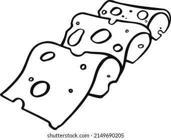 Cheese symbol in line, cartoon style outline. For restaurant menus and websites. Vector illustration