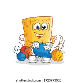 cheese tailor mascot. cartoon vector