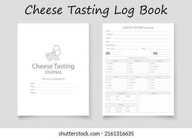 Cheese tasting logbook planner template design for KDP Interior. Low content KDP interior