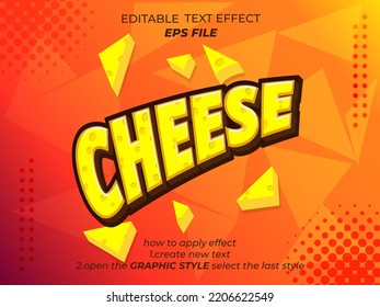 cheese text effect, font editable, typography, 3d text. vector template