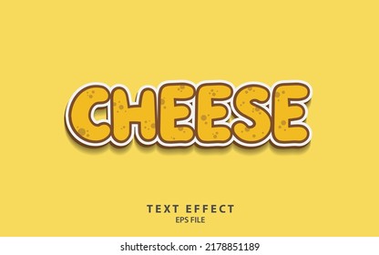 Cheese Text Effect Template With Cartoon Style And Bold Font Concept Use For Food Brand Label And Logo. Vector Illustration