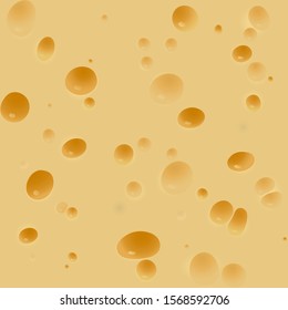 Cheese texture with large holes. Seamless pattern. Vector realistic appetizing illustration of a useful meal