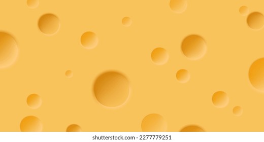 Cheese texture, pattern of yellow fresh delicious cheese with round rings. Organic farm food product.