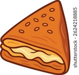 Cheese toast, grilled sandwich, melted cheese toast, hot sandwich, crispy bread snack, double layer toast with cheese melt, crunchy toast for breakfast, pressed sandwich illustration.