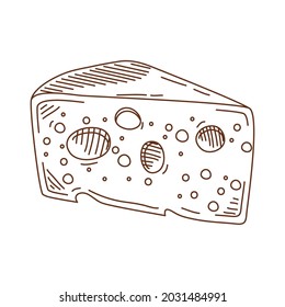 cheese triangle sketch style icon