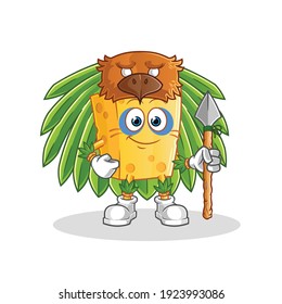 cheese tribal man mascot. cartoon vector