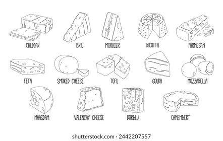 Cheese Types. Brie, Morbier And Dorblu, Valencay or Smoked. Camembert, Valencay And Parmesan, Cheddar, Maasdam