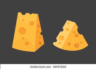 Cheese types . Modern flat style realistic vector illustration icons. Isolated parmesan or cheddar fresh.