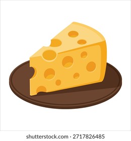 cheese varieties arranged on rustic wooden serving board isolated vector illustration on white background