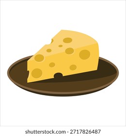 cheese varieties arranged on rustic wooden serving board isolated vector illustration on white background