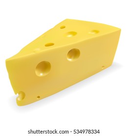 Cheese. Vector 3d illustration isolated on white background.