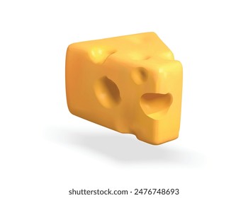 Cheese vector 3d illustration. Cheese pieces 3d icon