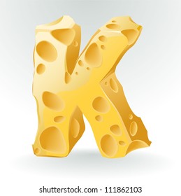 Cheese vector ABC. Letter K.