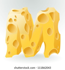 Cheese vector ABC. Letter M.