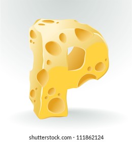 Cheese vector ABC. Letter P.