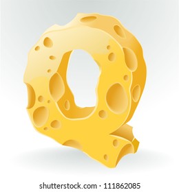 Cheese vector ABC. Letter Q.