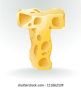 Cheese vector ABC. Letter T.
