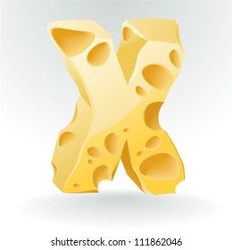 Cheese vector ABC. Letter X.