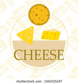 Cheese vector, appetizing cheese background, dairy product.
