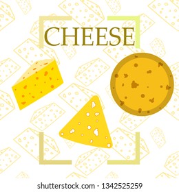 Cheese vector, appetizing cheese background, dairy product.
