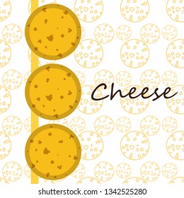 Cheese vector, appetizing cheese background, dairy product.