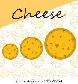 Cheese vector, appetizing cheese background, dairy product.